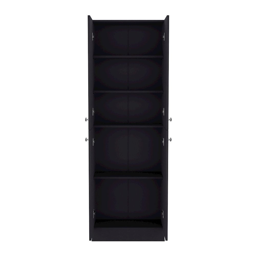 Kitchen Pantry 71" H, 4 Doors, 5 Adjustable Shelves, Laundry, Black. Picture 2