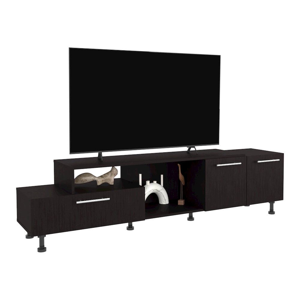 Olmitz Tv Stand, 3 Doors, 1 Shelf, 50" TV Capacity, Black Wengue. Picture 3