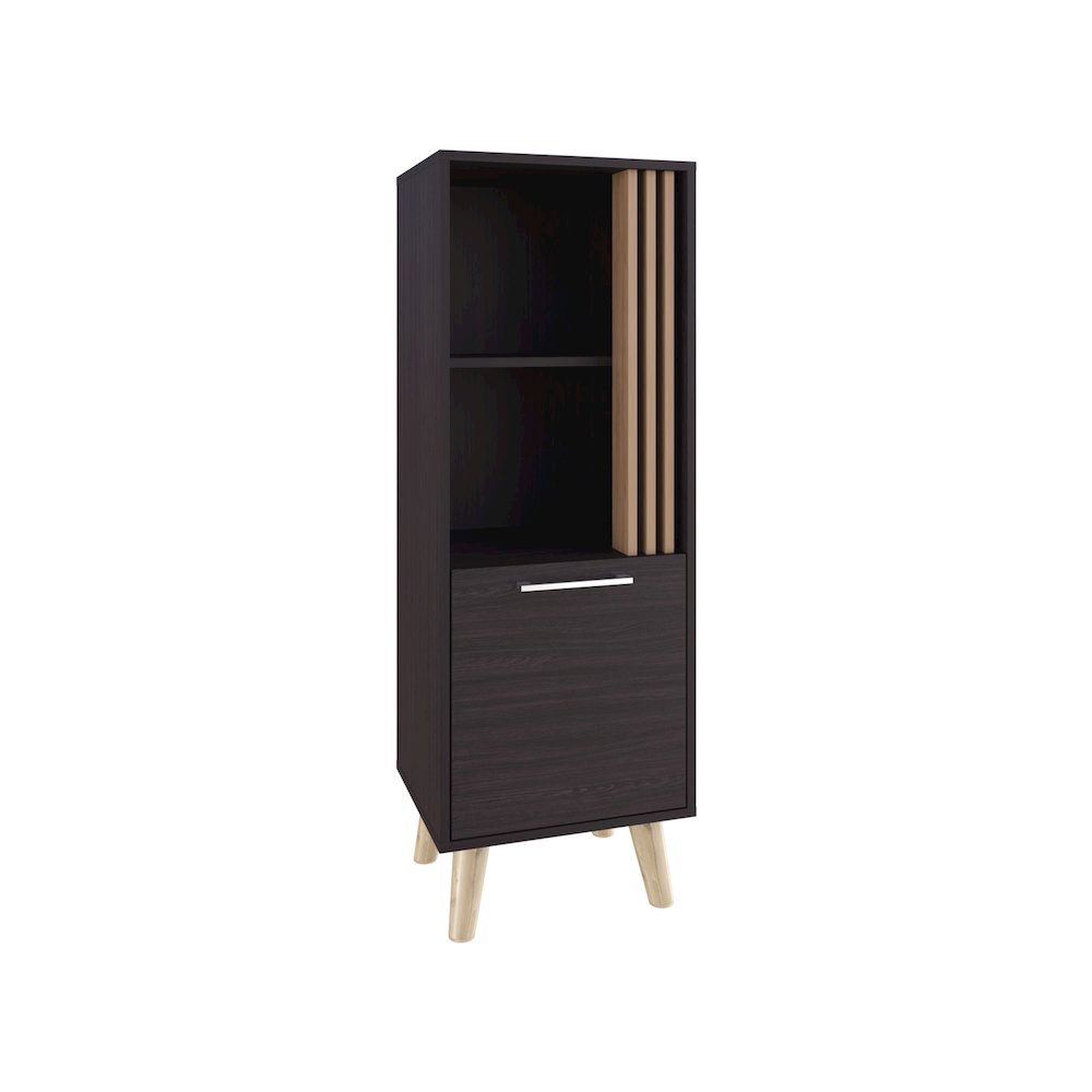 Orrin Storage Cabinet, 1 Door, 2 Shelves, Black / Natural Oak. Picture 1