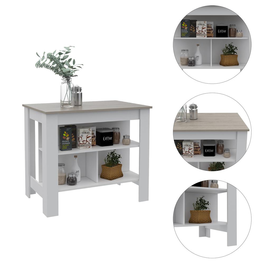 Antibacterial Delos Kitchen Island White-Light Grey. Picture 5