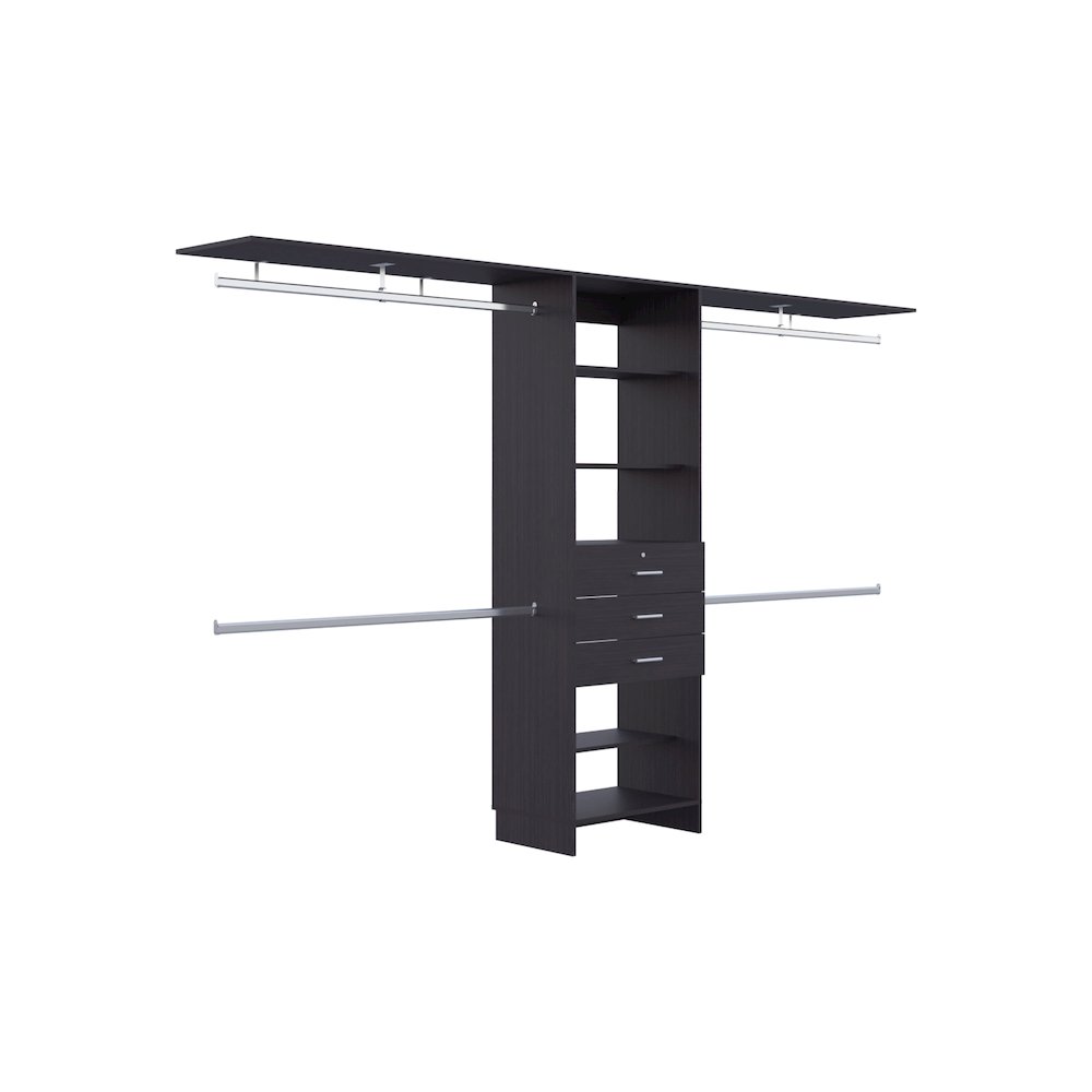 Salina Closet System, 3 Drawers, 5 Shelves, Black Wengue. Picture 4