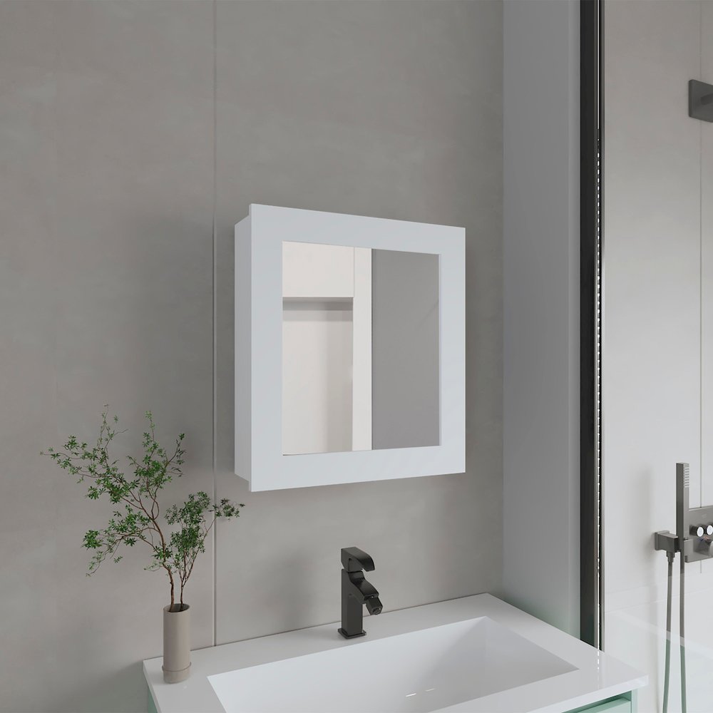 Asheboro Medicine Cabinet with 2 Shelves, 1 Door, and 1 Mirror, White. Picture 6