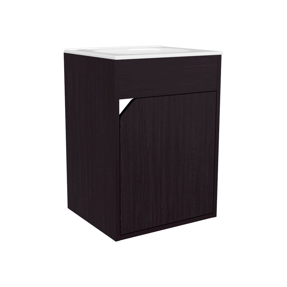 Klawock Bathroom Vanity, 1 Door, Black Wengue. Picture 1