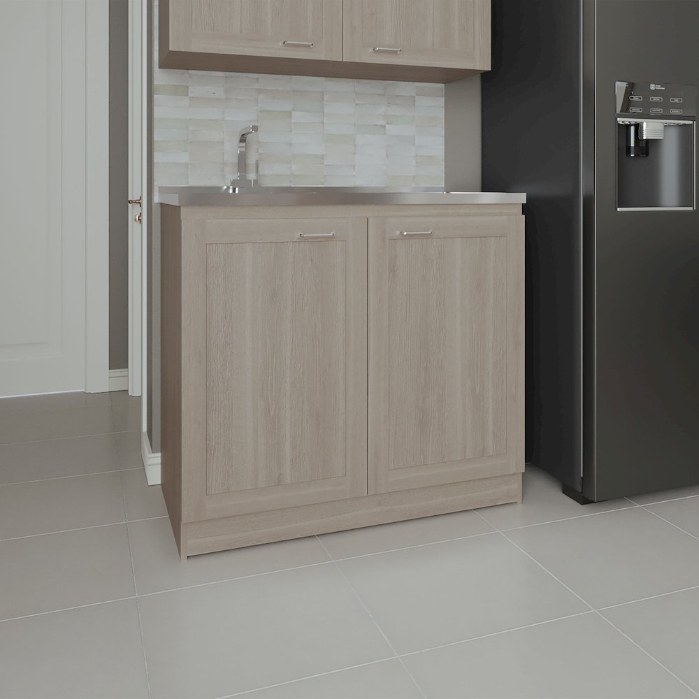 Bickleton Utility Sink Cabinet, 2 Doors, 2 Shelves, White Oak. Picture 7
