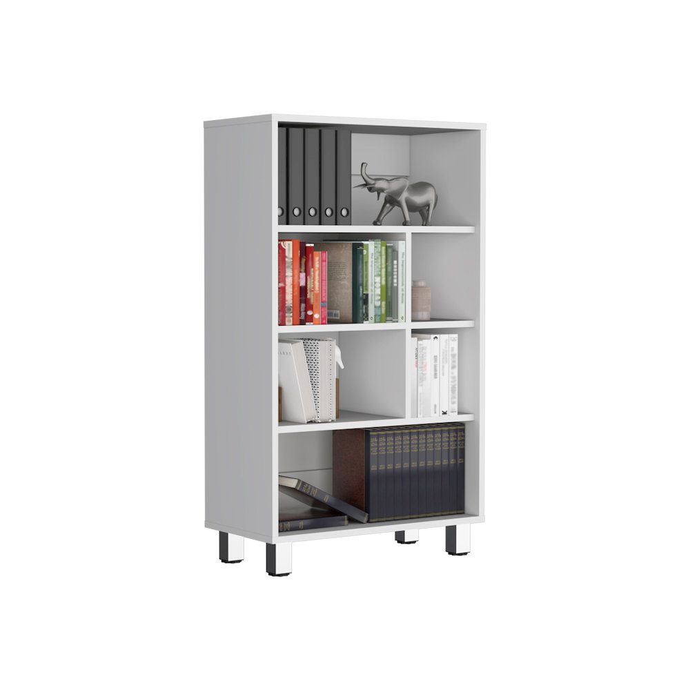 Akiak Bookcase, 6 shelves, 4 legs, White. Picture 5