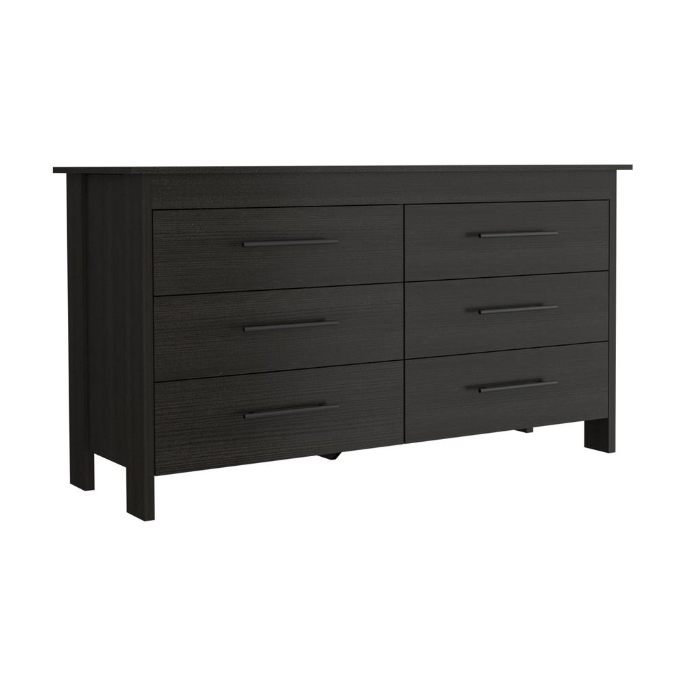 Paris 6 Drawer Double Dresser - Black. Picture 1