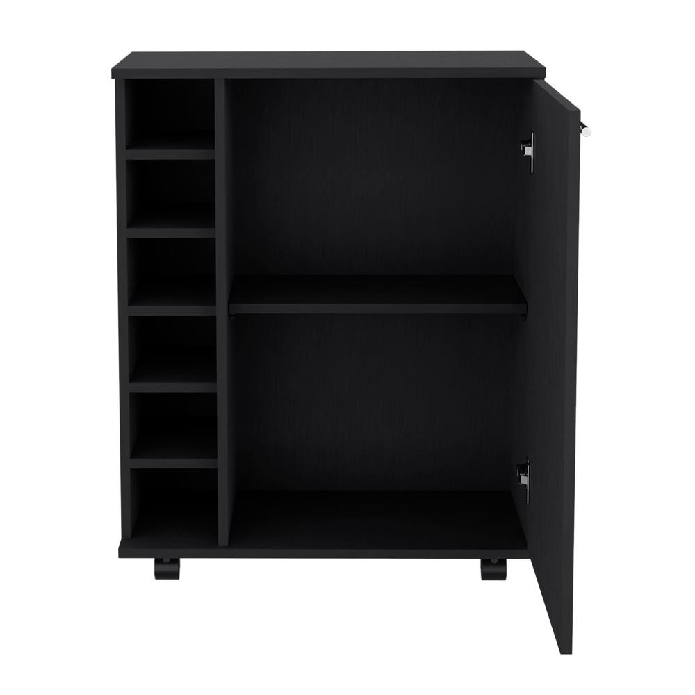 Bar Cart Sleek Mobile Cocktail Station with Built-in Bottle Storage. Picture 1