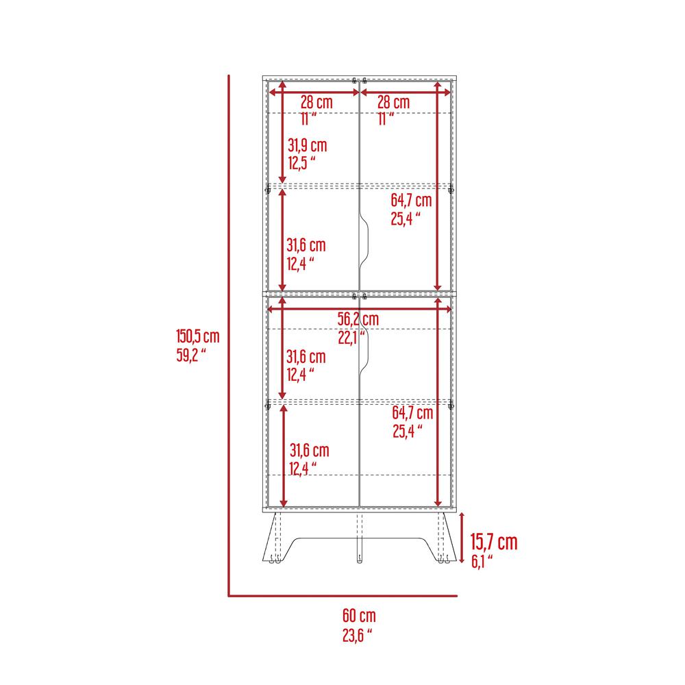 DEPOT E-SHOP Ankara Double Kitchen Pantry, Two-Door Cabinet, Four Legs, Four Shelves, Countertop- Light Oak-White, For Kitchen. Picture 5