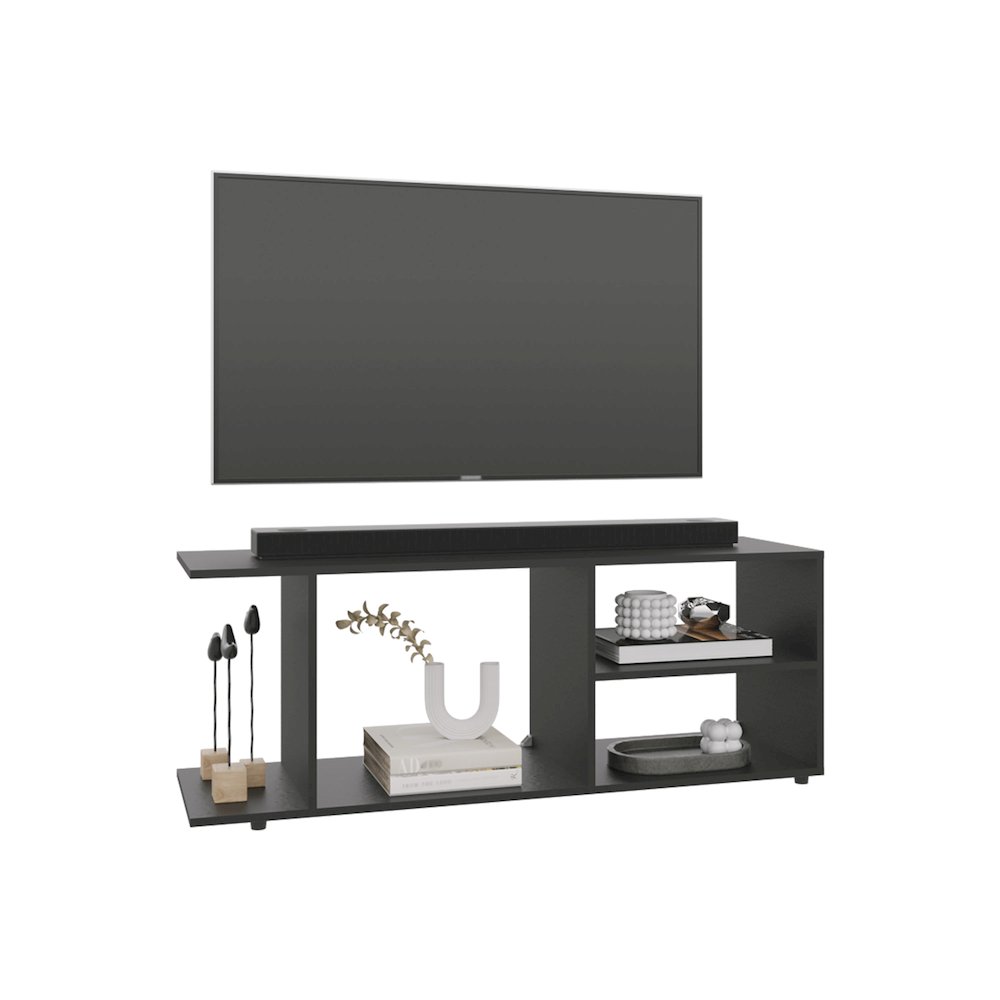 Sudley Entertainment Center with 4 Shelves and 4 Legs, Black. Picture 2