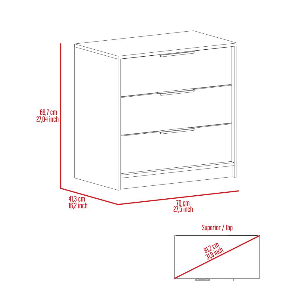 Egeo 3 Drawer Dresser Grey Oak. Picture 8
