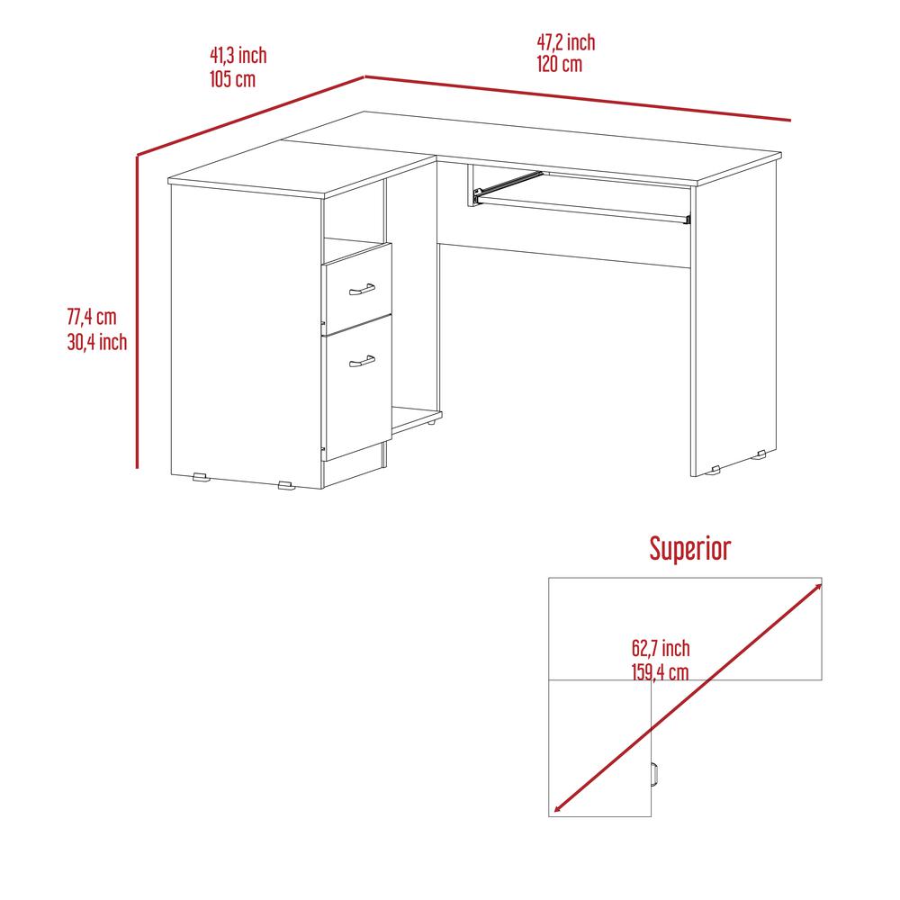 Idra L-Shaped Desk Grey Oak. Picture 5
