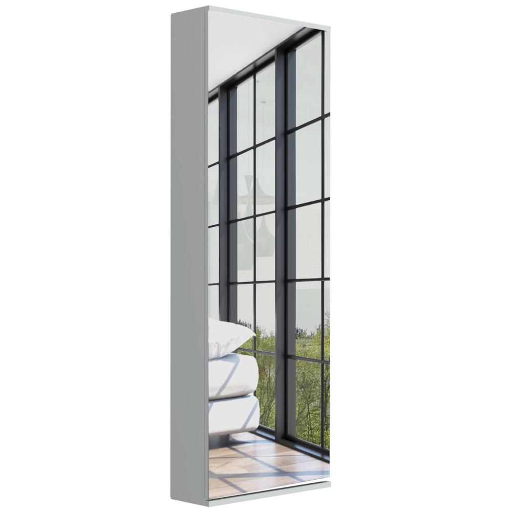 Seul Wall Mounted Shoe Rack With Mirror White. Picture 1
