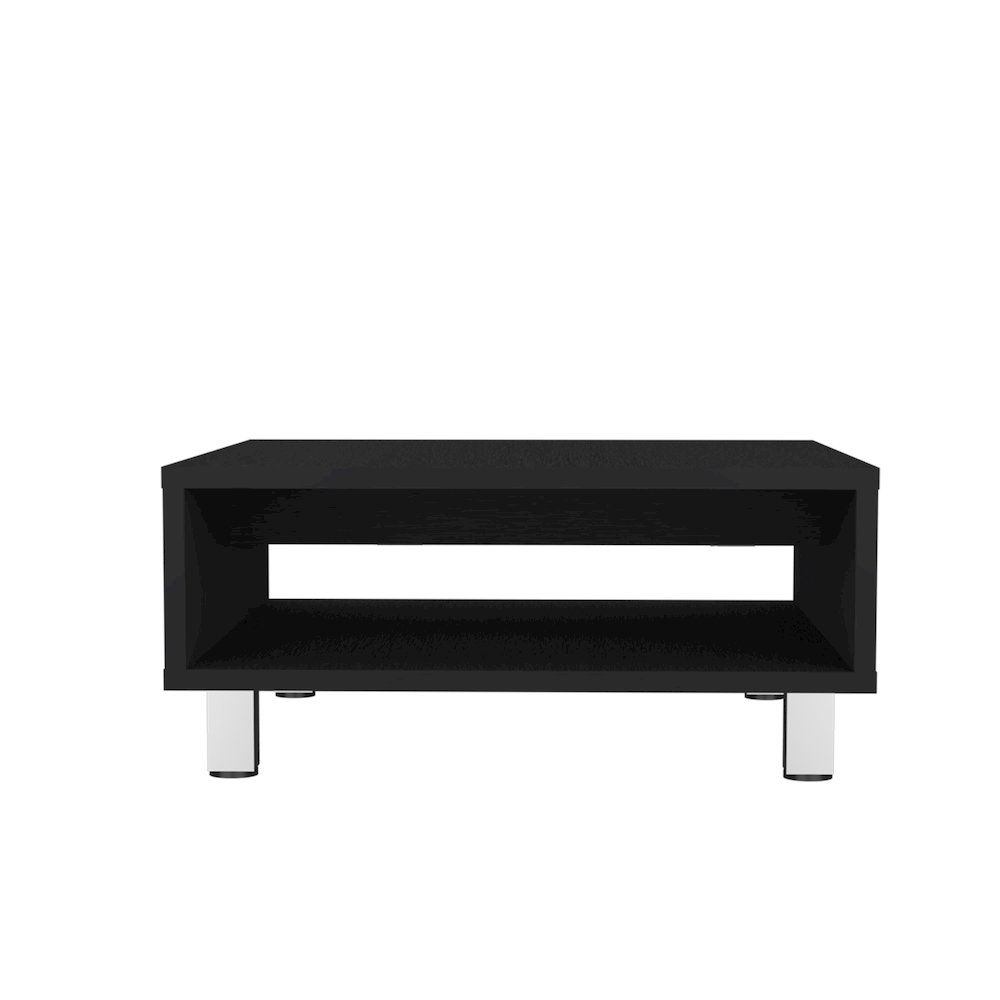 Chiniak Coffee Table, 1 shelf, 4 legs, Black. Picture 7