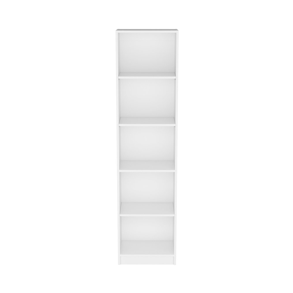 Vinton XS Bookcase Compact Bookshelf with Multiple Shelves, White -Office. Picture 7