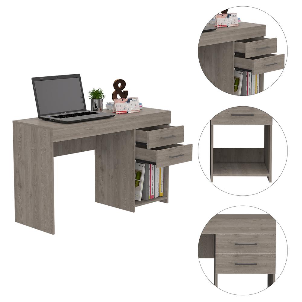 Maui 2 Drawers Computer Desk Light Grey. Picture 5