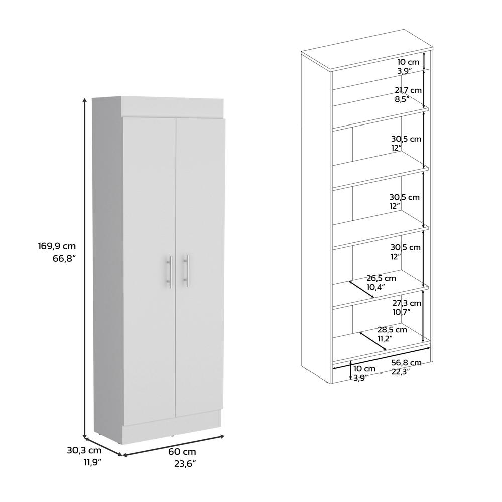 Teller Pantry Cabinet with 5 Shelves, White -Kitchen. Picture 7