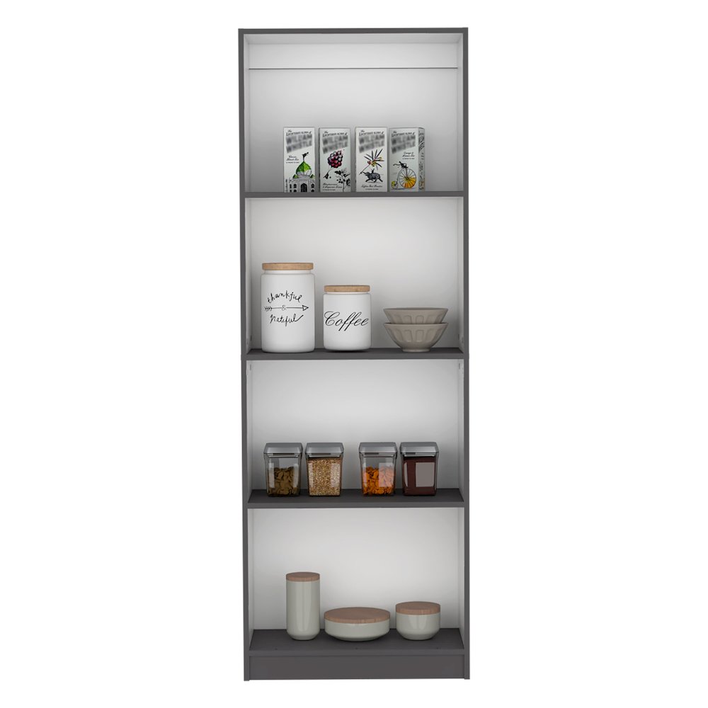 Vinton Bookcase with Spacious Tier-Shelving Design, Matt Gray / White _Office. Picture 4