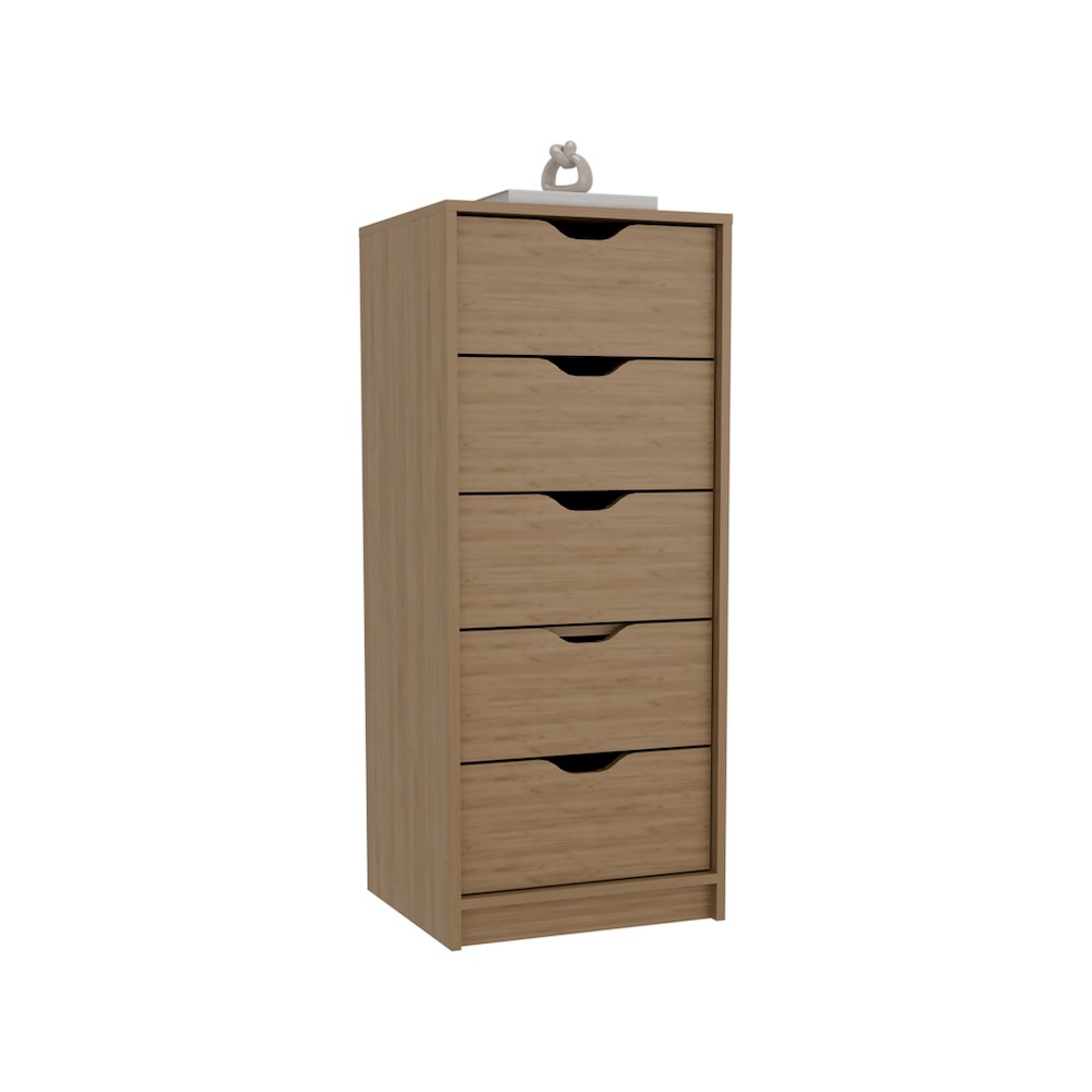 Houma 5 Drawers Narrow Dresser, Slim Storage Chest of Drawers, Natural Oak. Picture 3