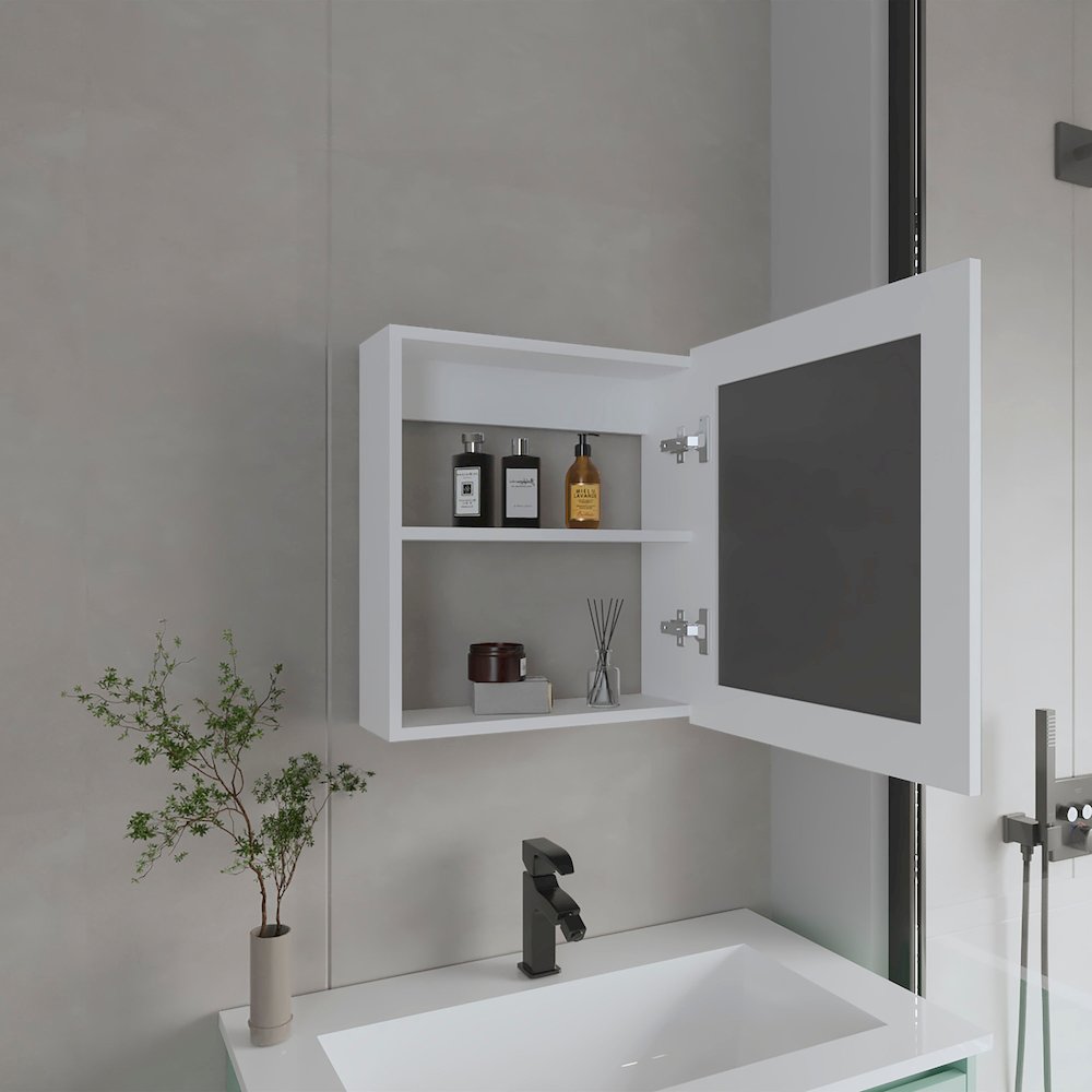 Asheboro Medicine Cabinet with 2 Shelves, 1 Door, and 1 Mirror, White. Picture 7