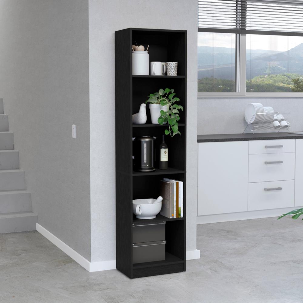 Vinton XS Bookcase Compact Bookshelf with Multiple Shelves, Black. Picture 6