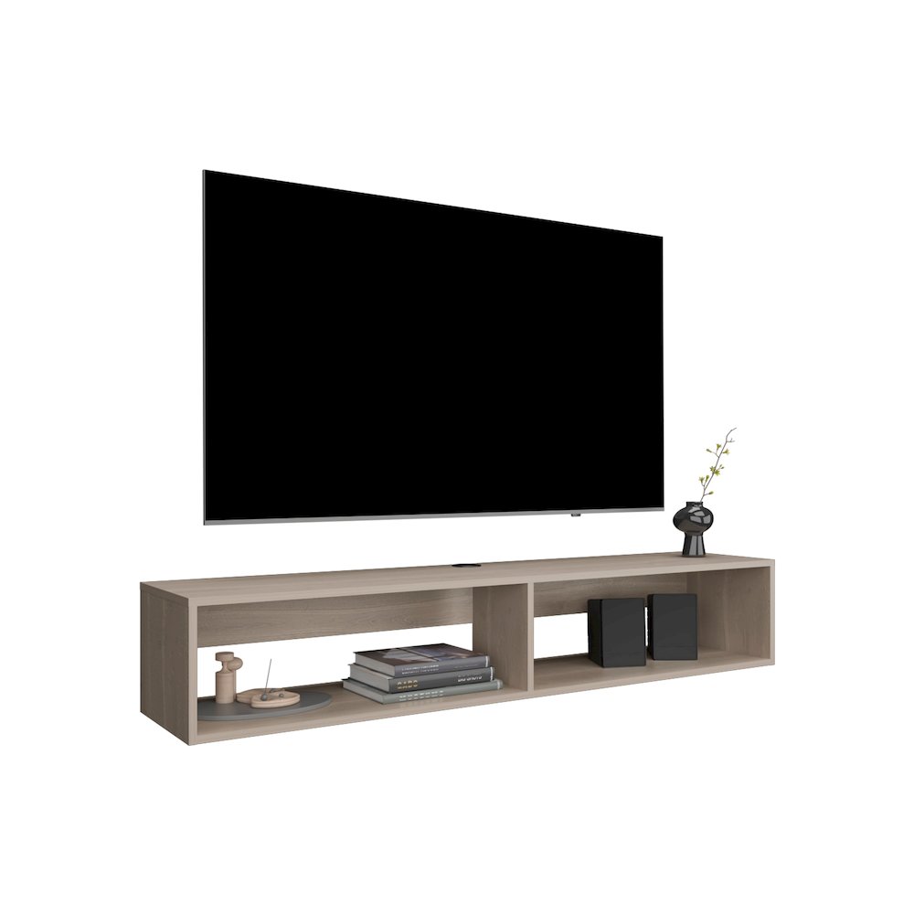 Lakes TV Stand with 2 Shelves, White Oak. Picture 1