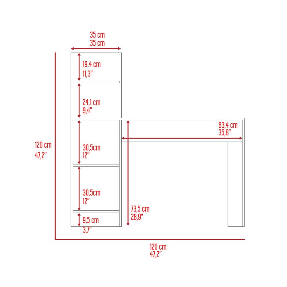 Toronto 120 Desk White-Light Oak. Picture 6