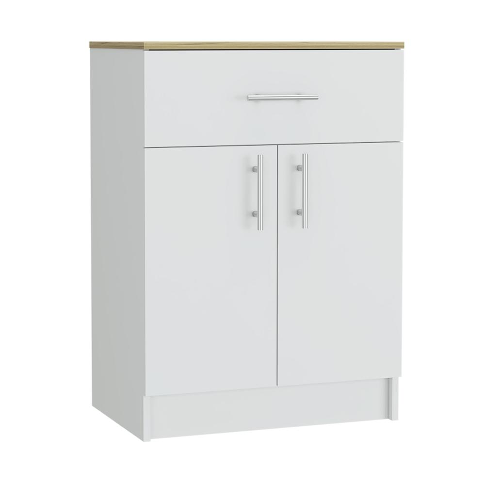 Barbados Pantry Cabinet-White/Light Oak. Picture 1