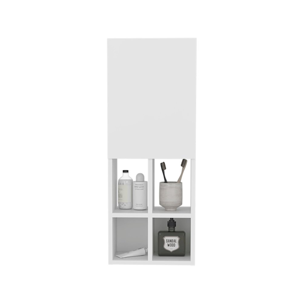 Kinta Wall Cabinet, 1 Door, 5 Shelves, White. Picture 1