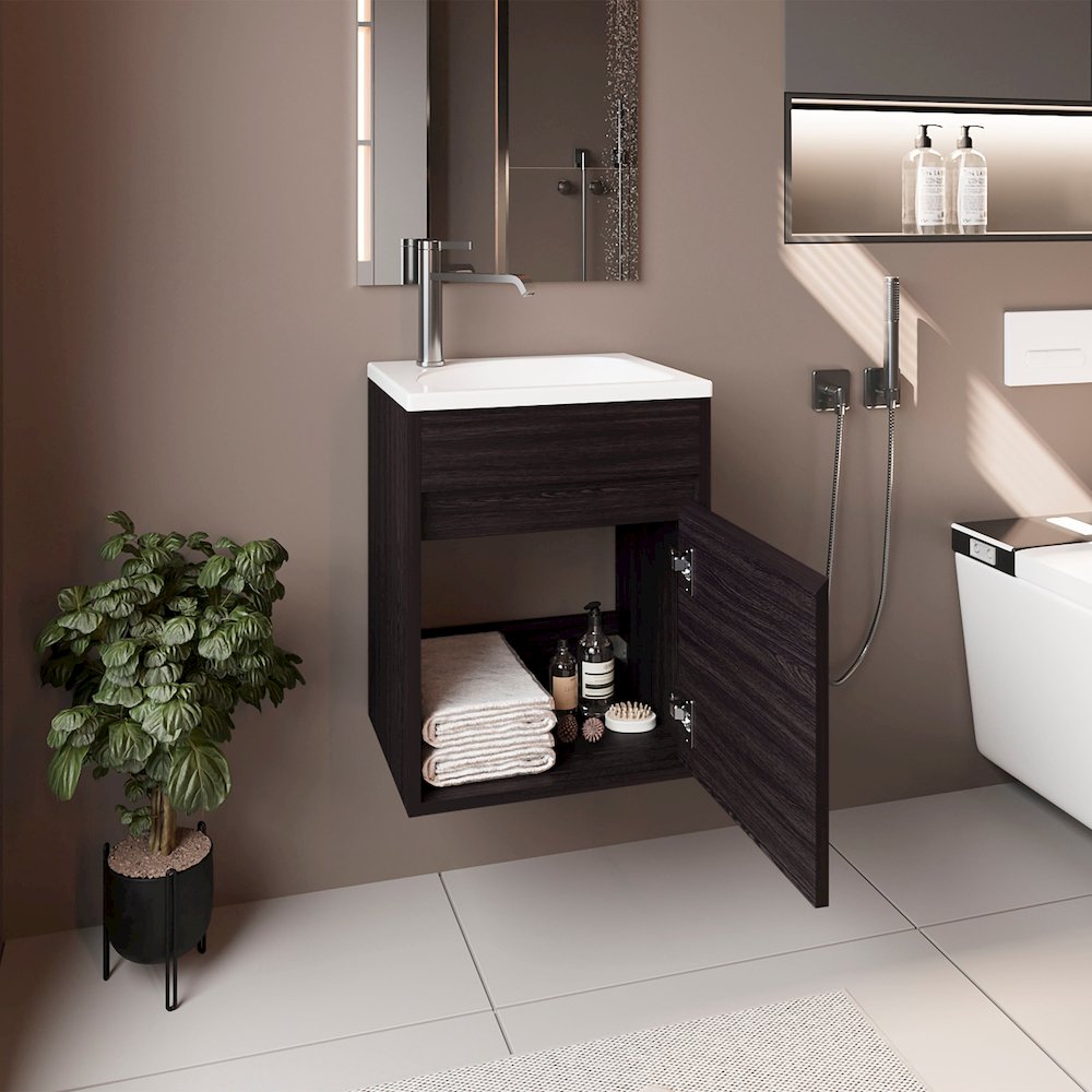 Chisana Bathroom Vanity, 1 Door, Black Wengue. Picture 8