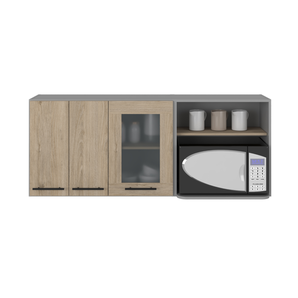 Depot E-Shop Blade Wall Cabinet, Rack, Glass Cabinet, Double Door, Light Pine. Picture 3