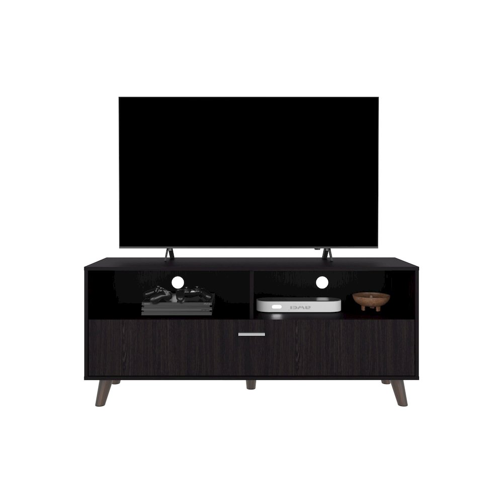 Leary Tv Stand, 1 Door, 2 Shelves, Black Wengue. Picture 1