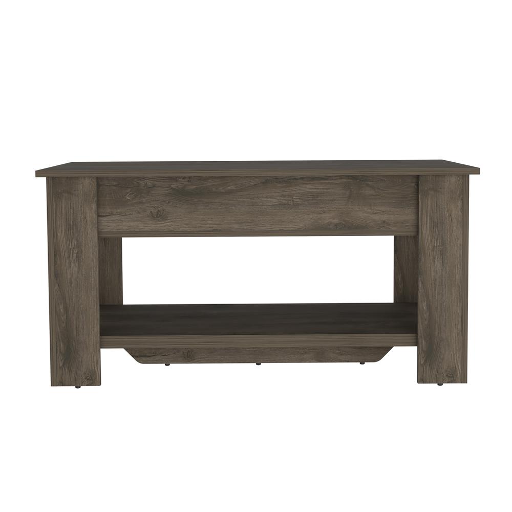 DEPOT E-SHOP Saturn Storage Table, One Flexible Table Shelf, Four Legs, Low Shelf, Internal Storage-Dark Brown, For Bedroom. Picture 1