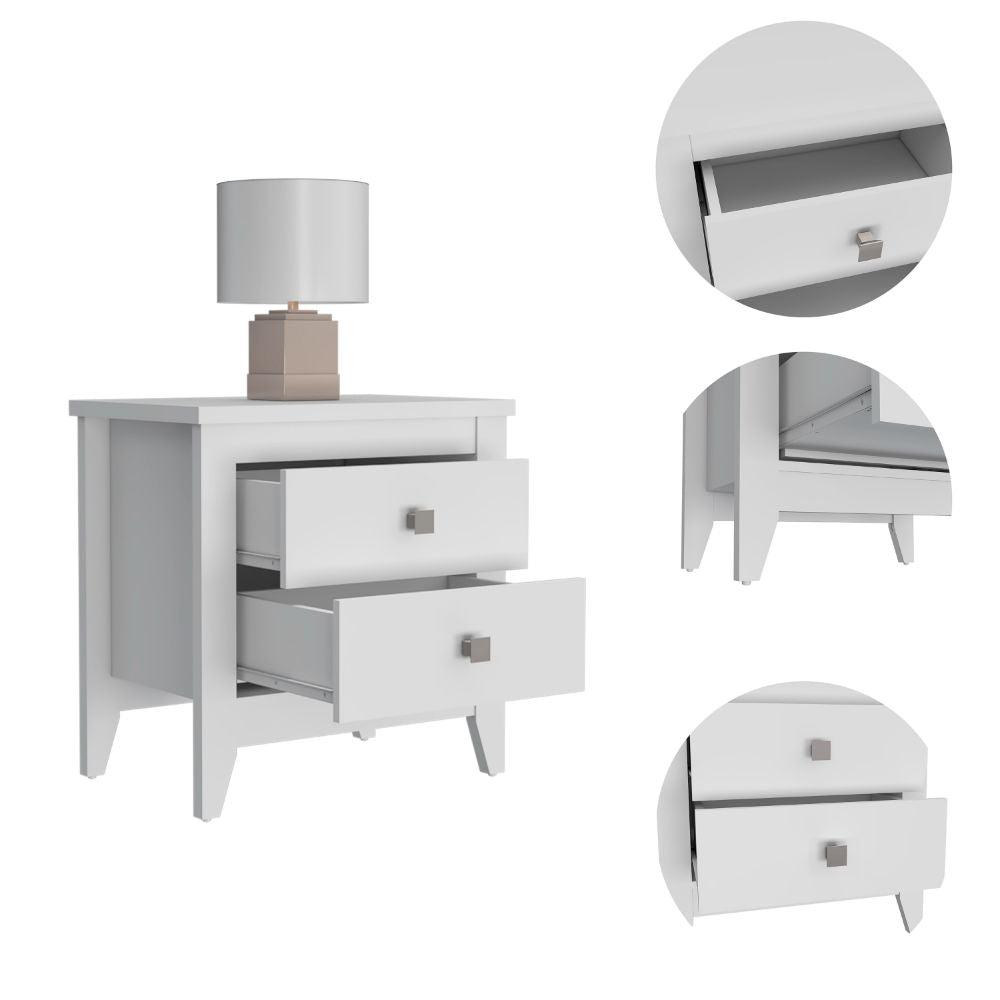 DEPOT E-SHOP Oasis Nightstand, Two Shelves, Four Legs, Countertop-White, For Bedroom. Picture 2