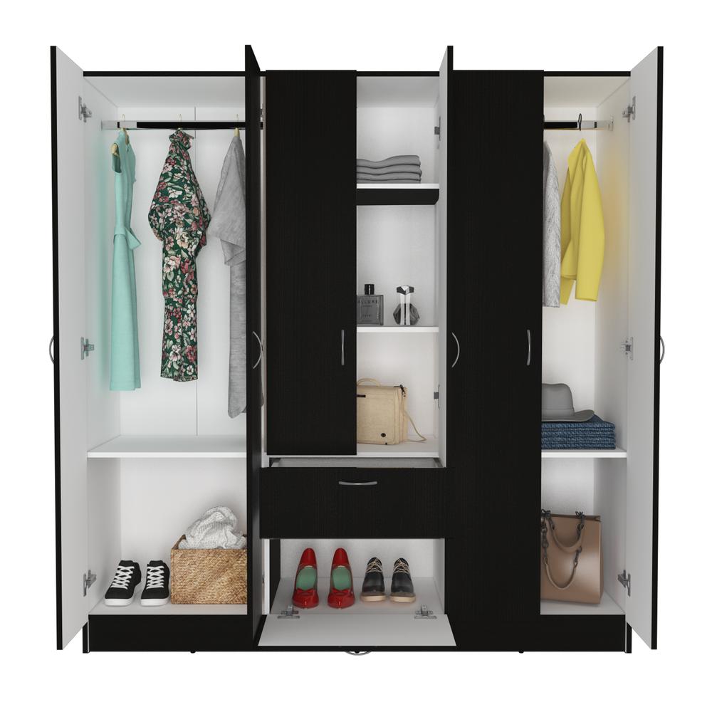 Kibo 6 Doors Armoire - Black/White. Picture 4