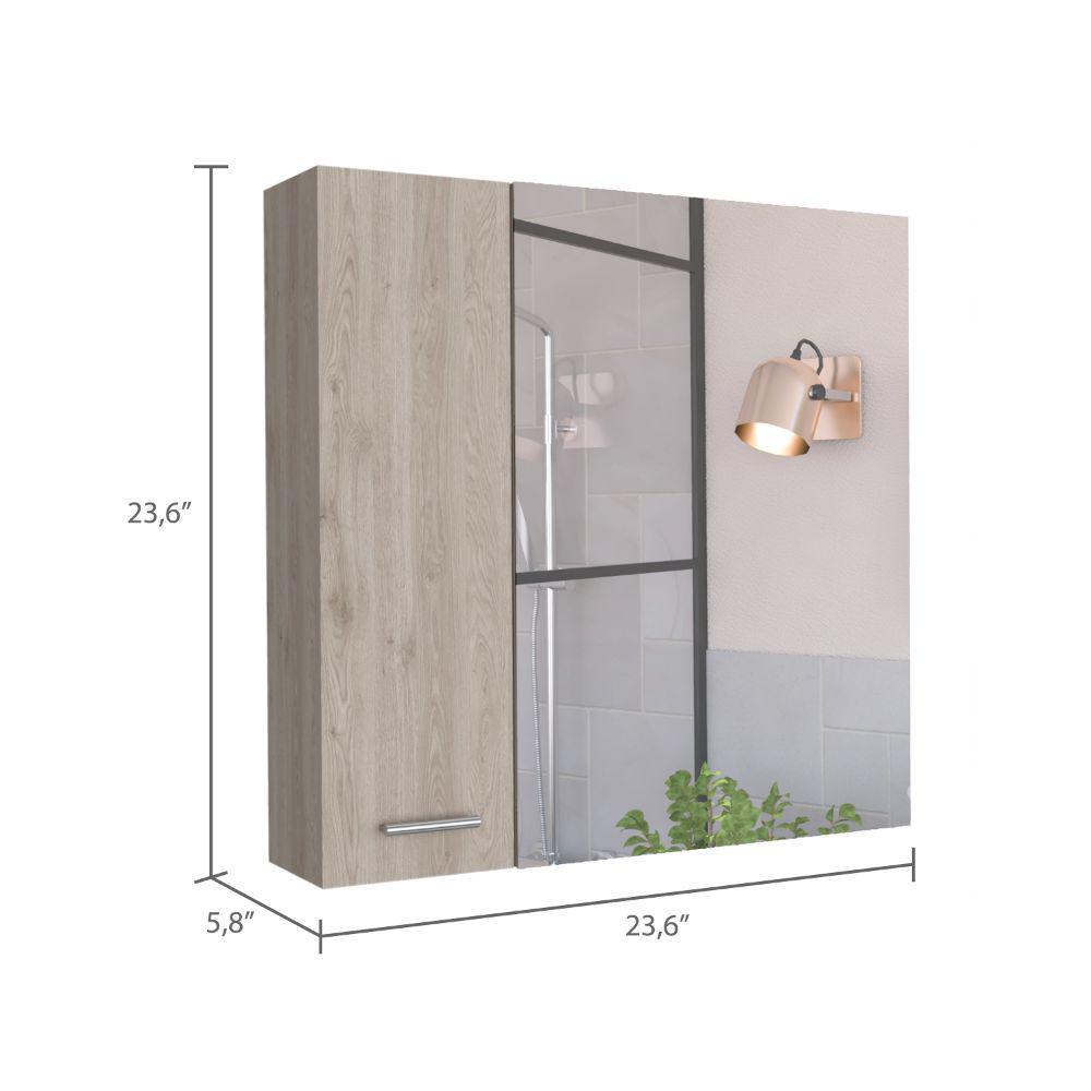 DEPOT E-SHOP Harbor Medicine Cabinet, Mirror Four Internal Shelves, One-Door Cabinet-Light Grey, For Bathroom. Picture 3