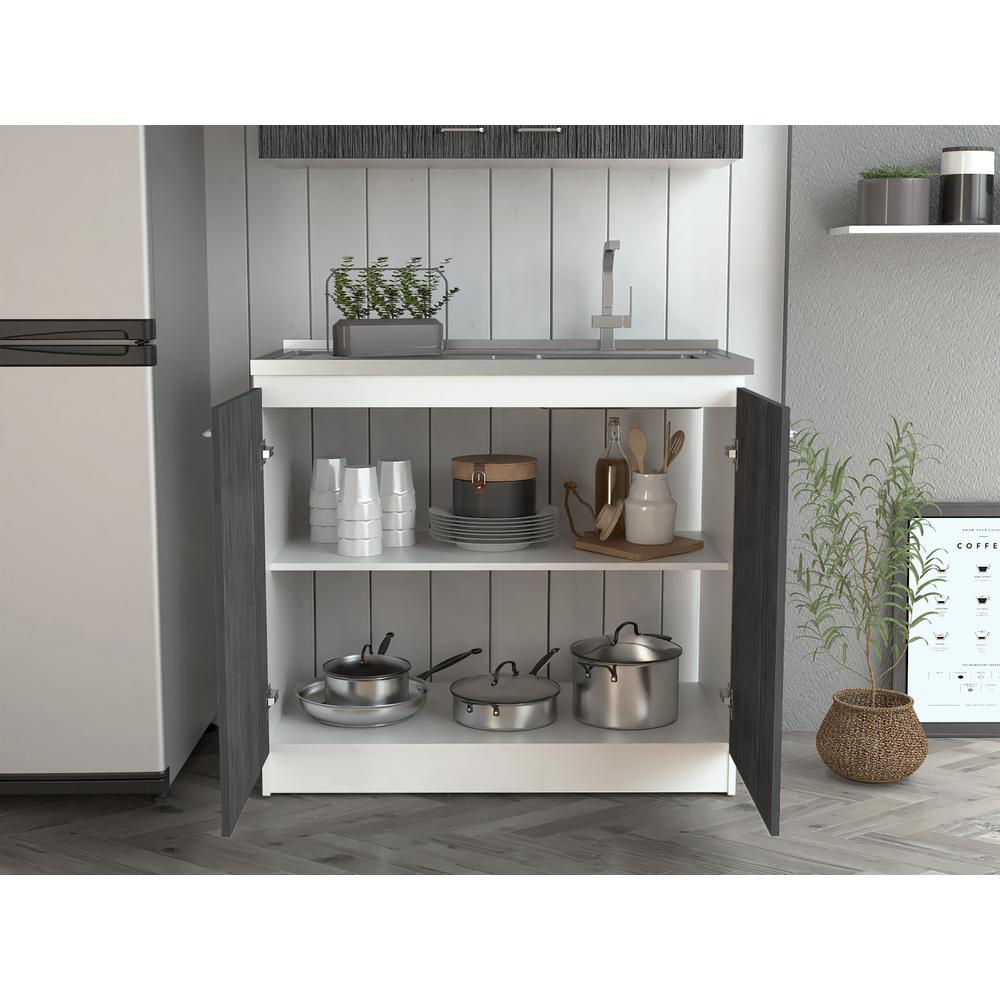 Salento Freestanding Sink - White/Smoky Oak. Picture 5