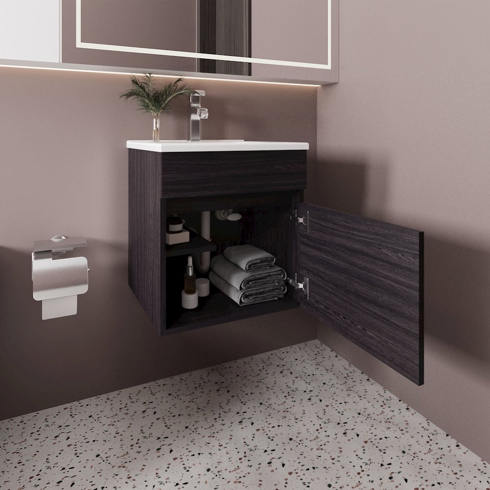 Naknek Bathroom Vanity, 1 Door, Black Wengue. Picture 8