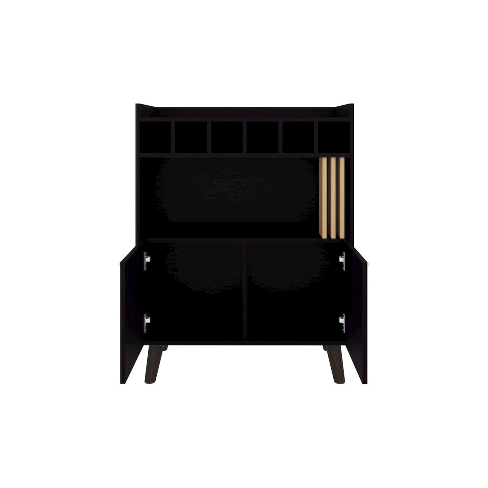 Ayr Bar Cabinet, 2 Doors, 1 Shelf, Black / Natural Oak. Picture 3