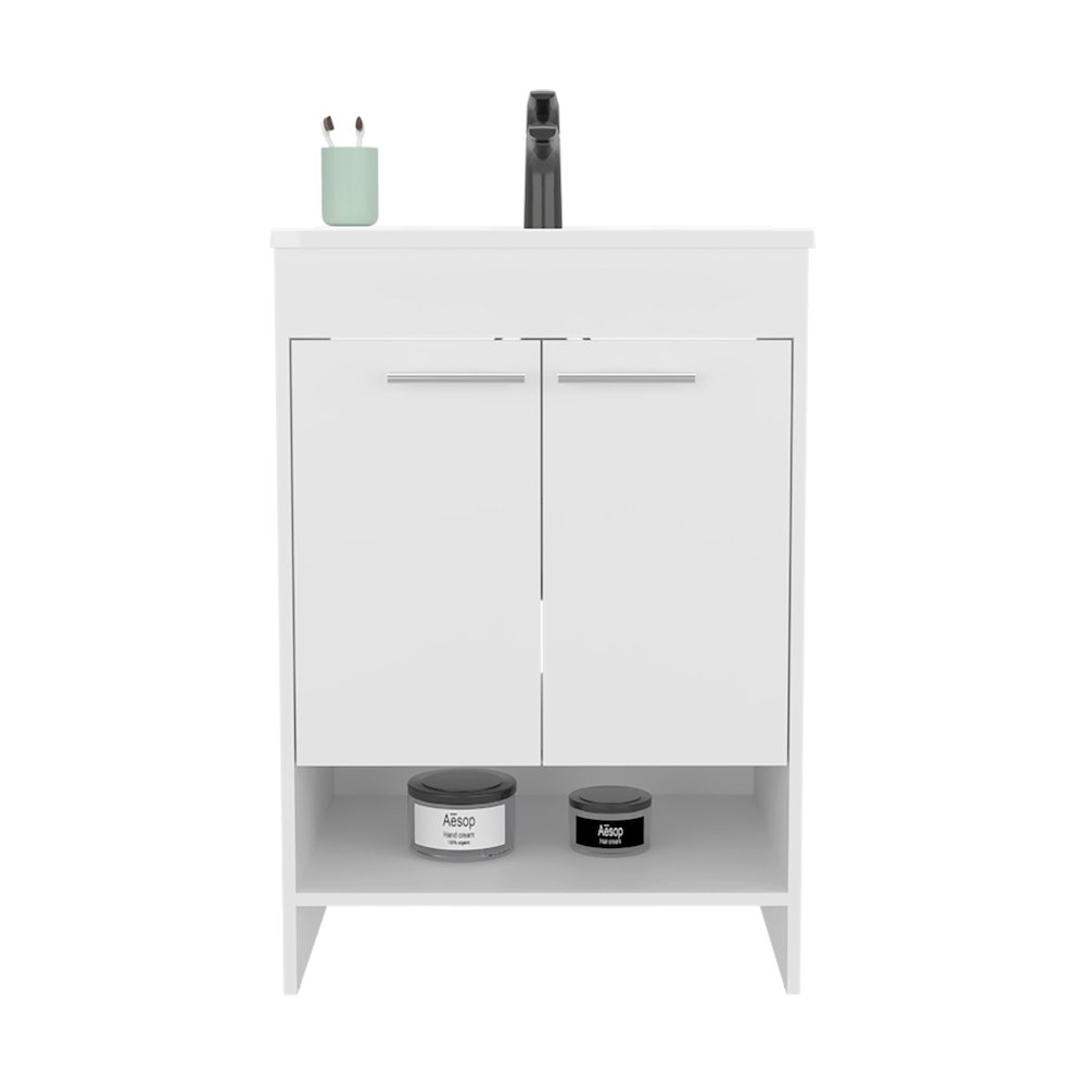 Polkton Bathroom Vanity, 2 Doors, 2 Shelves, White. Picture 1