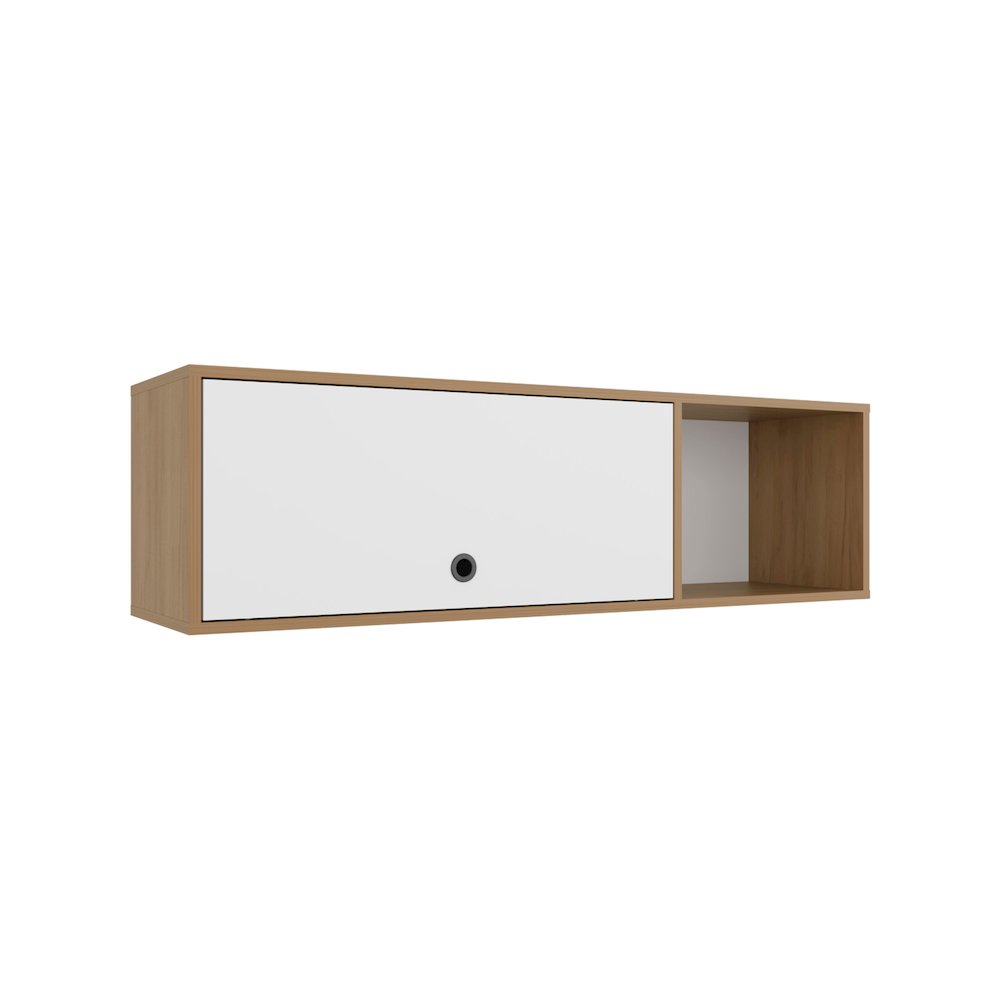 Somerset Wall Cabinet, 1 Door, 3 Shelves, Natural Oak / White. Picture 4