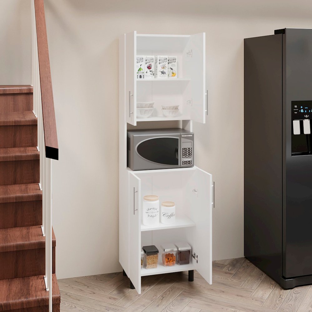 Olivet Kitchen Pantry, 4 Doors, 4 Shelves, White. Picture 7