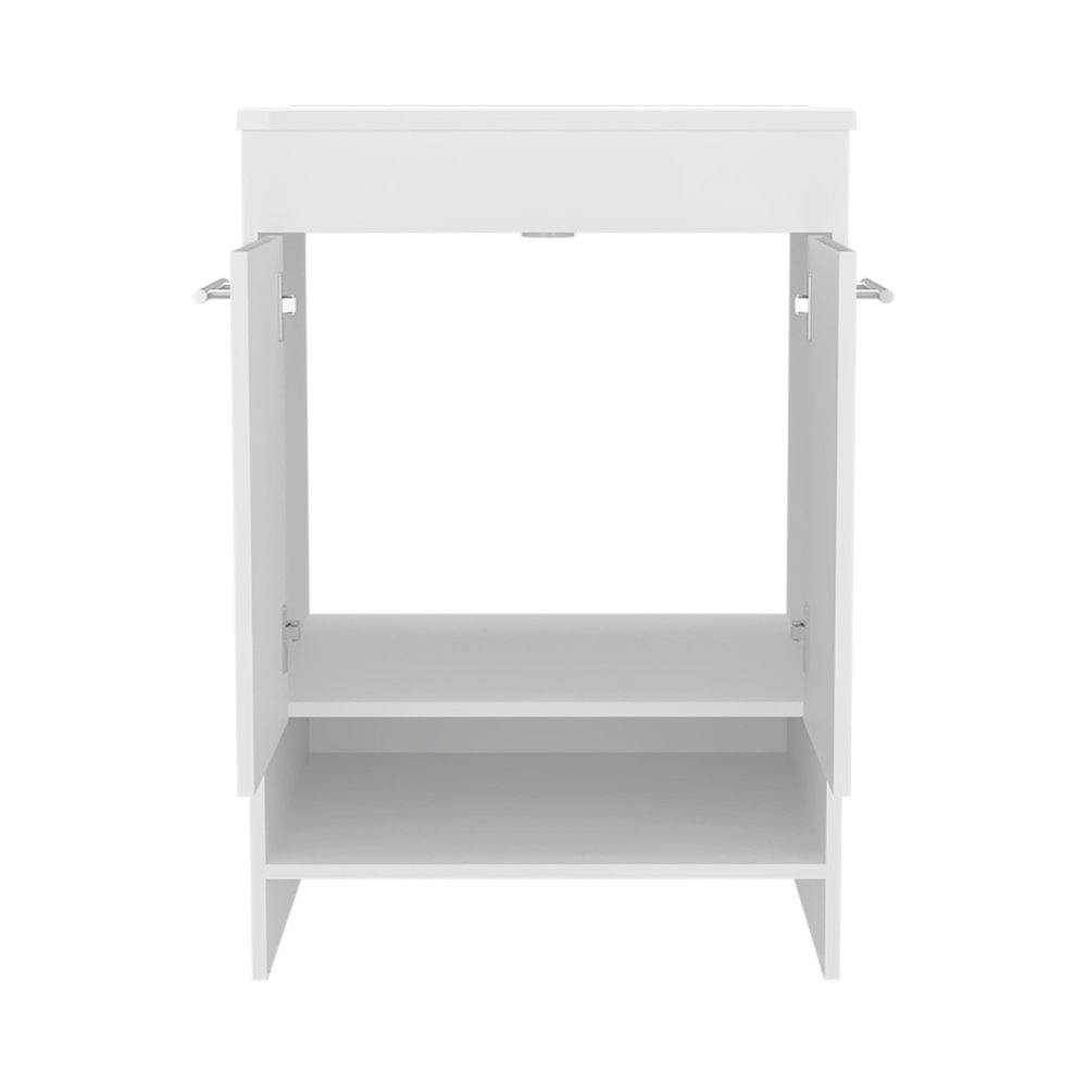 Polkton Bathroom Vanity, 2 Doors, 2 Shelves, White. Picture 2