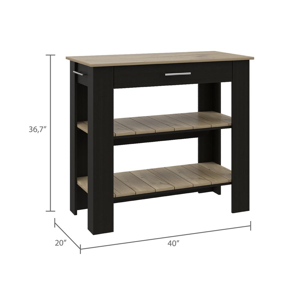 Delos 40Kitchen Island Black-Light Oak. Picture 5