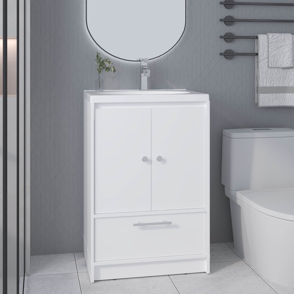 Olney Bathroom Vanity, 2 Doors, 1 Drawer, White. Picture 6
