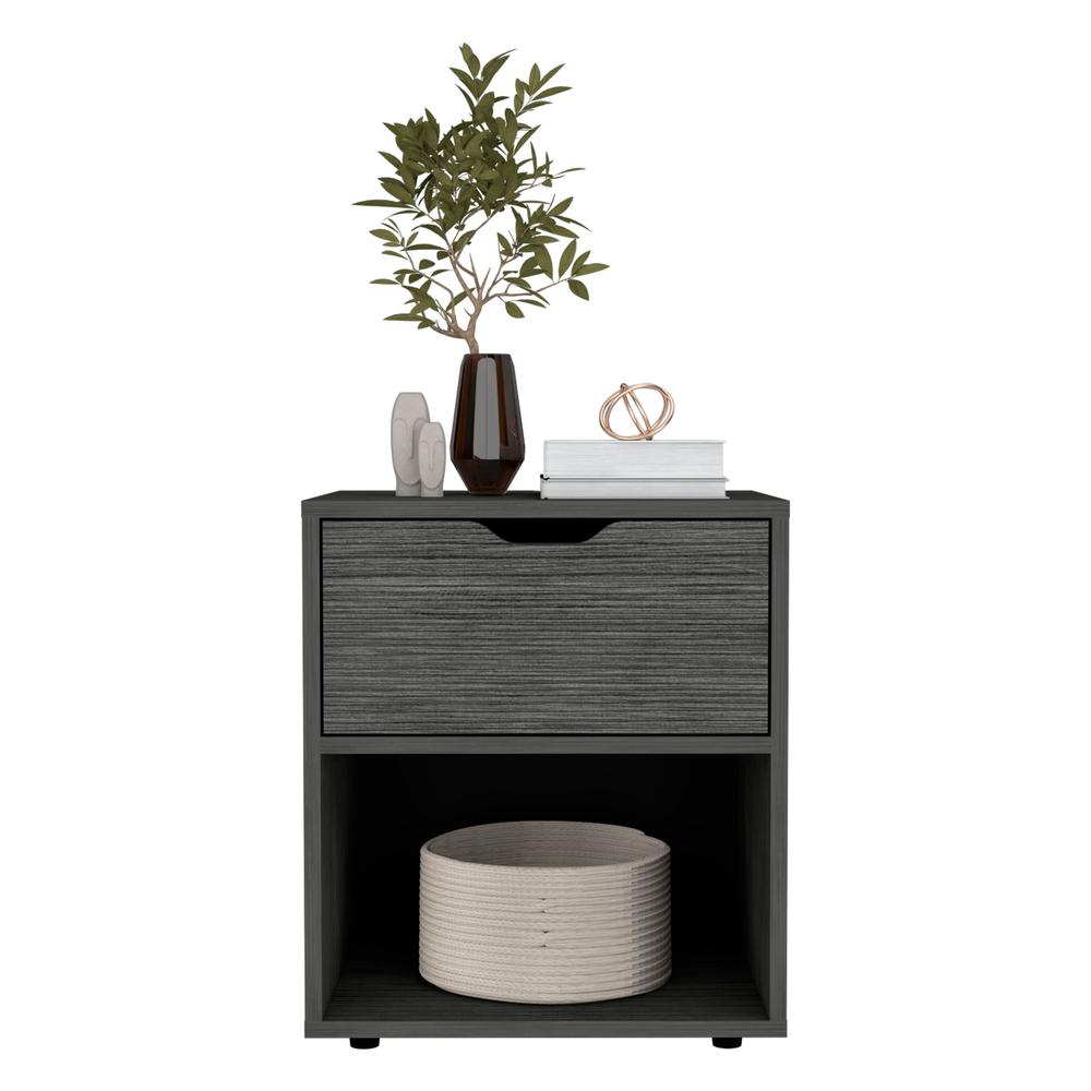 Adak 19.7" H Nightstand End Table with Open Shelf,Ligth Gray. Picture 3