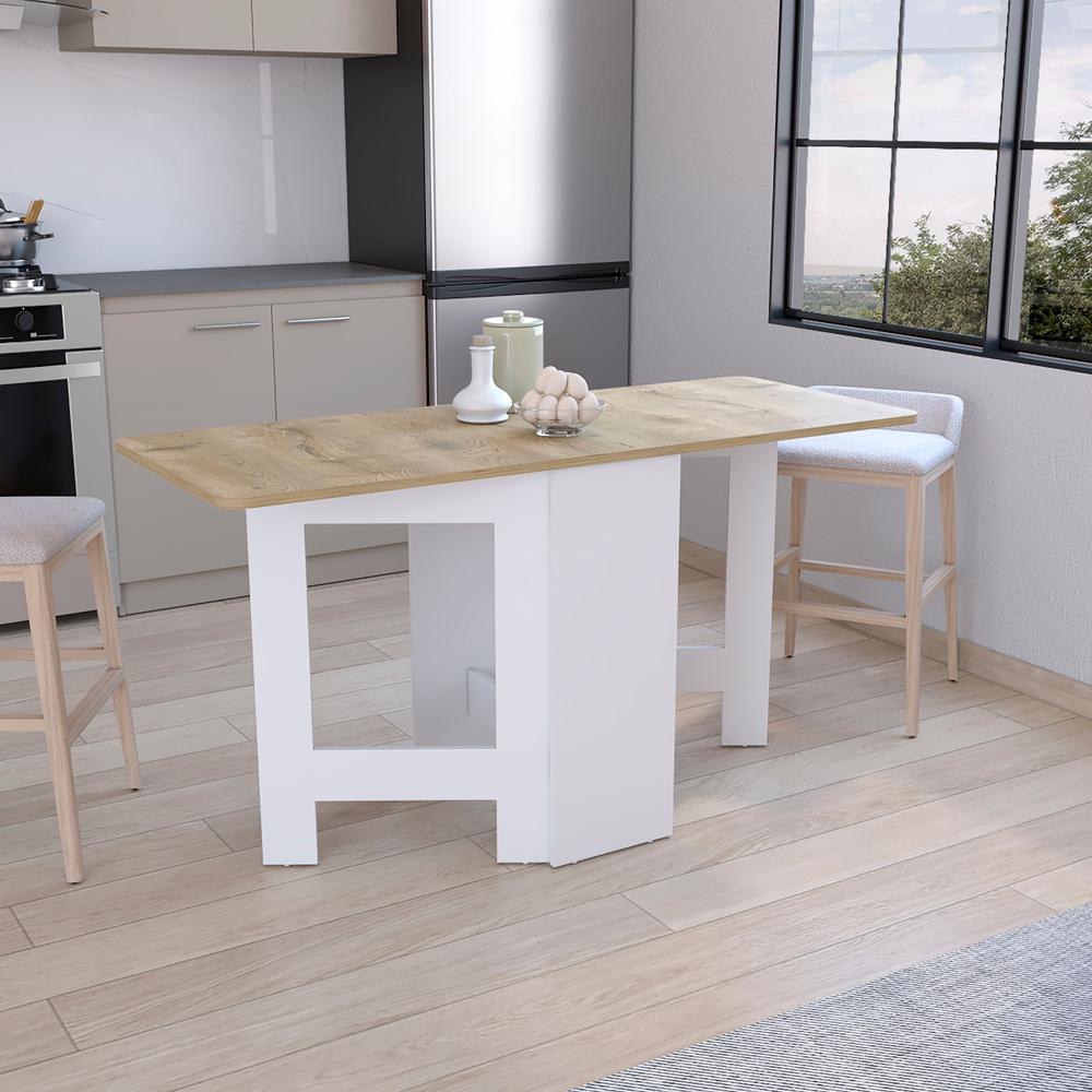 Detroit Folding Table with Expandable Design in 3 Forms, White / Macadamia. Picture 7