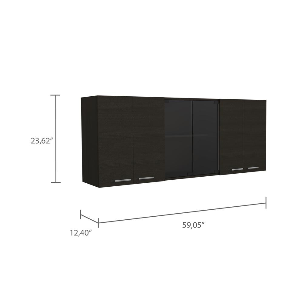 Olimpo 150 Wall Cabinet With Glass In Black. Picture 5