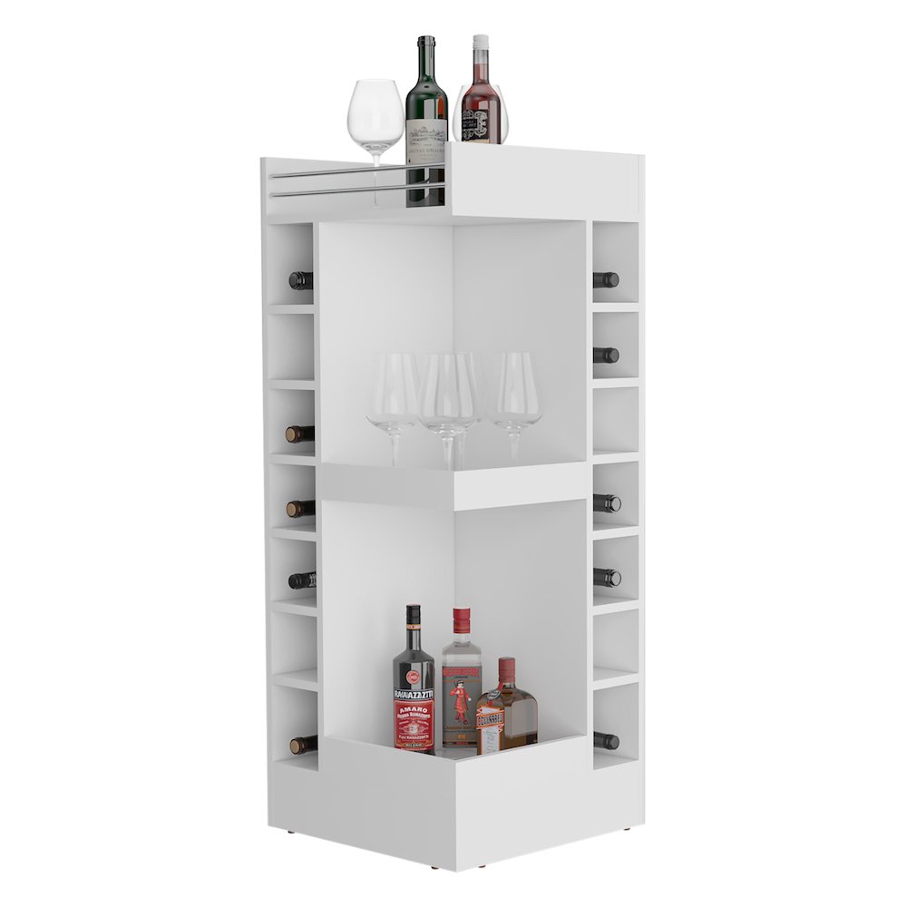 Parker Bar Cabinet, 16 Shelves, White. Picture 1