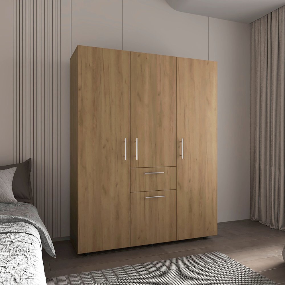 Volant Armoire, 2 Doors, 5 Shelves, 1 Drawer, Natural Oak. Picture 5
