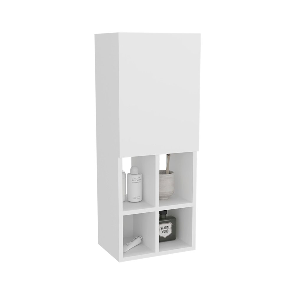 Kinta Wall Cabinet, 1 Door, 5 Shelves, White. Picture 3